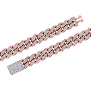 Iced Out 14Kt <b>Gold</b> <b>Cuban</b> Bracelet Yellow <b>White</b> and Rose Options with Lab Diamonds - Product Image 2