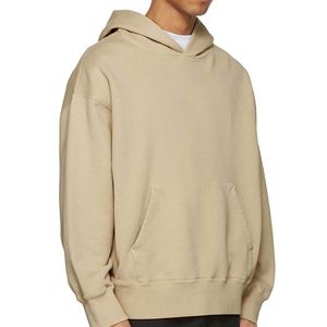 Sweat à capuche unisexe oversize basique beige 100% coton hiver brodé Streetwear urbain qualité supérieure ODM produit 2025 SI-HD-07 - Product Image 3