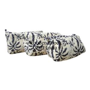 Nouvel ensemble de 3 trousses de toilette en tissu matelassé à imprimé palmier élégant, durable, organiseur de voyage, trousses de maquillage pour femmes - Product Image 3