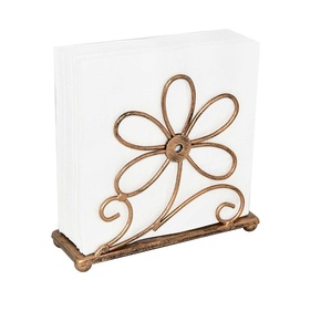 Porte-mouchoirs en papier carré en métal moderne pour comptoirs de salle de bain commodes de chambre à coucher (finition cuivre) - Product Image 1