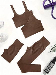 Conjunto Deportivo de Compresión para Mujer, Ropa Deportiva de Yoga, Conjunto de Yoga sin Costuras de Nailon y Elastano para Gimnasio - Product Image 3