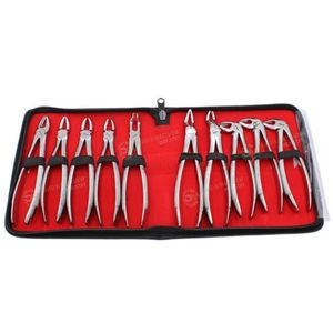 Jeu de pinces d'extraction dentaire en acier inoxydable avec poignée moletée manuelle, instruments chirurgicaux de classe I pour molaires supérieures et inférieures - Product Image 1