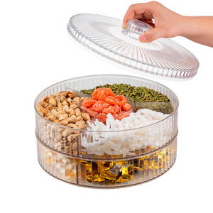 Hokori ถาดขนมกลม2ชั้นพร้อมกล่องลูกอมพลาสติกใสมี4ส่วนสำหรับงานเฉลิมฉลอง Tet และการจัดแสดงที่บ้าน - Product Image 4