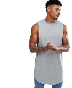 Homens regata 2021 moda gota em branco armhole hip hop longline curvo hem longarina regata respirável para homens