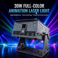 Laser d'animation RVB pleine couleur étanche IP65 30W, angle de faisceau 50°, balayage haute vitesse 30Kpps, DMX/Automatique, pour extérieur et mariages