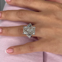 10 carats coupe rayonnante laboratoire cultivé diamant trois pierres bague de fiançailles 14K or blanc F couleur VVS clarté pour les femmes grande bague en diamant