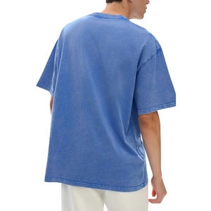 T-shirt pour homme surdimensionné avec logo personnalisé, 100% coton, épaules tombantes, streetwear, col montant, uni, coupe courte, délavage acide, t-shirt pour homme - Product Image 2