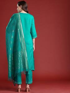 Mujeres sólido rayón viscosa Kurta conjunto con estampado Dupatta indio Pakistán Salwar kameez traje - Product Image 3