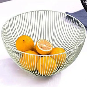 Cesta de frutas de diseño clásico Artículos para el hogar Forma redonda Color plateado Contenedor de metal Cesta de almacenamiento Cestas de almacenamiento de frutas y verduras - Product Image 1