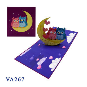 Tarjeta 3D Pop-Up con Diseño Personalizado de Moda, Hecha a Mano con Recorte de Papel de Búho y Luna, el Mejor Regalo de San Valentín para Parejas - Product Image 2