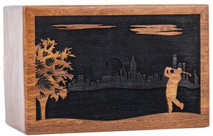 High Quality Adult Black Wood Cremation Urn Biodegradable Memorial Golf Theme Decoration for Golfers by AYAANS - Product Image 2