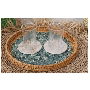 La bandeja para servir de ratán Natural hecha a mano más vendida MOP Inlay Patrones personalizables Mesa Bandeja decorativa Vietnam-Venta al por mayor - Product Image 2