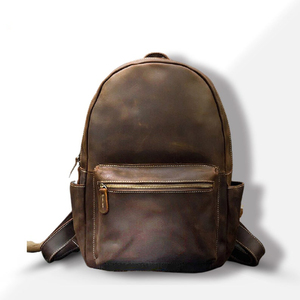 Mochila de viaje de negocios unisex, novedad, logotipo personalizado, cuero genuino, impermeable, diseño sencillo, forro de algodón, cremallera - Product Image 1