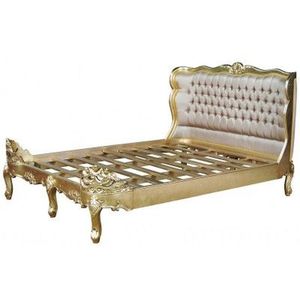 Cama francesa antigua clásica-Caoba pintada en oro-241 - Product Image 2