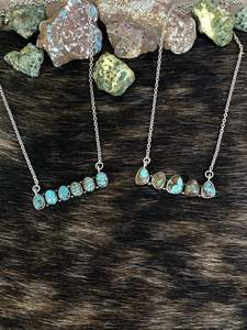 Collar de barra turquesa número 8 en plata de ley Diseño de piedras preciosas naturales hechas a mano - Product Image 2