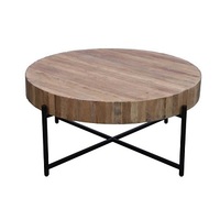 Table basse ronde en bois minimaliste moderne en gros Petites tables d'appoint de bar extérieur Tabourets Table à thé ronde en fer pour la fête