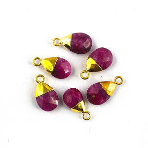 Pierre précieuse d'amazonite naturelle en forme de poire 13x9mm plaqué or pendentif breloque véritable briolette pendentif - Product Image 6