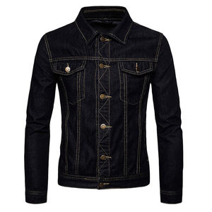 Factory Custom Logo <b>Black</b> <b>Jean</b> <b>Jackets</b> Plain Men Cotton <b>Jeans</b> Denim <b>Jacket</b> for men Plus Size <b>Jacket</b> For men OEM Serviced - Product Image 1