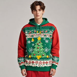 Wholesale <b>Men's</b> Custom <b>Christmas</b> <b>Hoodie</b> with Puff Printed Logo 100% Cotton Slim Fit Winter Hoodies - Product Image 2