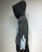 Sweat-shirts à capuche oversize d'hiver personnalisés avec fermeture éclair, épaules tombantes, broderie de patchs usés, double capuche, streetwear pour hommes