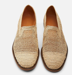 Boho แฮนด์เมดรองเท้า Raffia สไตล์โมร็อกโกธรรมชาติแบบปรับแต่งเองสำหรับผู้ชายรองเท้าส้นเล็กแฟชั่นสีดำของขวัญสำหรับผู้หญิง - Product Image 1