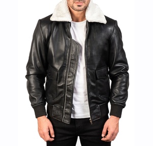 Nouvel arrivage de veste en cuir de moto à col rabattu pour l'hiver et la fourrure pour hommes - Product Image 1