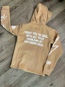 Sweat-shirt à capuche unisexe avec Logo personnalisé, ensemble de joggers de haute qualité, survêtement avec impression de bouffantes 3D chair pour hommes - Product Image 3