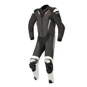 Traje de una pieza en blanco y negro de cuero para moto, ropa de hombre, informal, personalizado, liso, impermeable, personalizado, OEM, capucha de concha suelta - Product Image 6