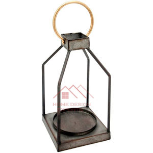 Farol de Metal Hecho a Mano con Acabado Antiguo de Latón, Faroles Decorativos de Metal para Mesa - Product Image 3