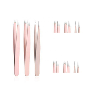 Pince à épiler à pointe inclinée en acier inoxydable de qualité professionnelle à prix raisonnable avec une pince de beauté métrique pour boîte d'emballage OEM - Product Image 5