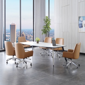 Chaise de bureau exécutive moderne à dossier croisé, ergonomique, réglable en hauteur, avec base en acier inoxydable, pivotante et à roulettes, pour homme - Product Image 5