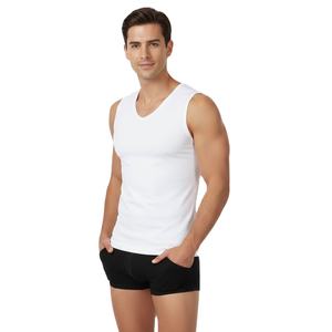 Ropa interior de mezcla de LICRA de bambú personalizada para hombre, modal a prueba de sudor, camiseta interior barata de alta calidad, ajuste Regular V Nec - Product Image 2