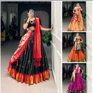 Haute qualité Jacquard soie Paithani Lehenga 3.8m Flair fermeture à glissière traditionnel cousu à la main Zari tissage travail pour les fêtes - Product Image 6