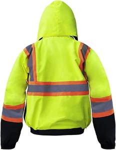 Premium High Visibility Hi Vis Chaqueta forrada de lana impermeable/Parka con capucha desmontable-Logotipo personalizable - Product Image 2