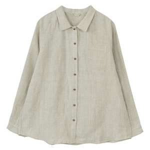 OEM personalizado de alta calidad de lino A-Line blusas mujeres elegante suelta de manga larga cuello cuadrado Top bolsillos hechos a mano ilusión - Product Image 4