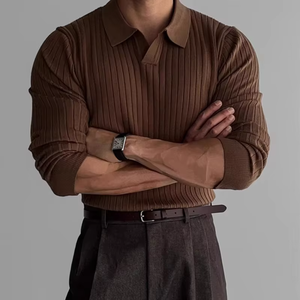 Camisas Polo Casuales Elegantes para Hombre, Tallas Grandes, Tejido Transpirable con Logotipo Bordado, Cómodas, Estampadas o con Patrón Sólido - Product Image 1