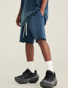 Custom Unisex Sweat Shorts Raw Edge French Terry Fleece Heavy Cotton Casual Gym Mens Run Fitness Vintage Acid Wash Shorts - Product Image 5