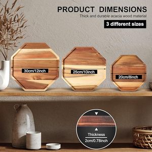 Juego de 3 bandejas hexagonales de madera hechas a mano con acabado rústico para mesa de centro y organizador de accesorios para el hogar a bajo precio - Product Image 2