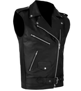 Chaleco de Motociclista de Cuero Genuino Reversible Impermeable con Cierre de Cremallera, Estilo Casual de Invierno para Hombre - Chaleco de Motociclista Personalizado OEM - Product Image 3