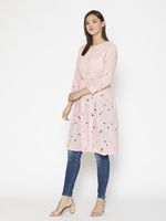 Nouvelle Robe Décontractée Rose à Col Rond et Motif Floral pour Femme, Manches Courtes en Mousseline, Taille Empire, Coupe Ajustée, Vente en Gros