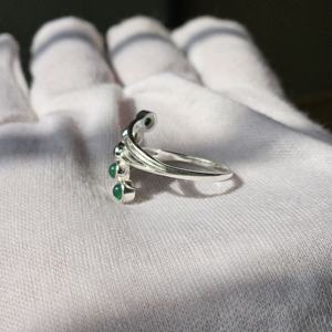 Diseñador verde ónix anillo de plata pequeño diseñador anillo de plata - Product Image 3