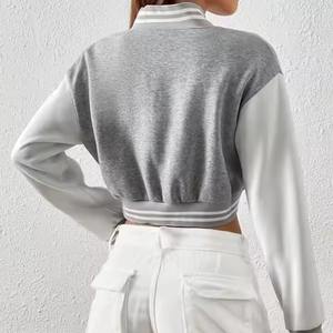 Blouson universitaire homme personnalisé brodé sur le devant, en laine et coton tricotés, style baseball, respirant, vente en gros - Product Image 5