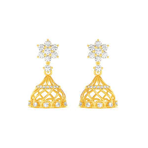 Compre Pendientes Jhumki y Jhumka de Plata 925 de Primera Calidad para Mujer, Pendientes de Araña Chapados en Oro con Forma de Flor para Bodas y Regalos - Product Image 1