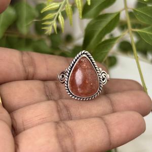 Bagues SunStone en gros, très vendues, plaquées argent avec pierre précieuse naturelle, faites à la main, dernières tendances de la mode, en laiton - Product Image 2