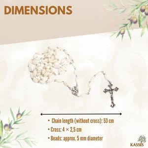 Rosario de Nácar Hecho a Mano de 55 cm, Cuentas de Oración Católicas con Cruz de Metal, Venta al por Mayor desde Belén - Product Image 4