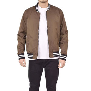 Men's <b>Slim</b> <b>Fit</b> 100% Polyester Satin Varsity Bomber <b>Jacket</b> Stand Collar Zipper Design for Spring - Product Image 1