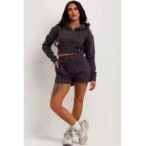 Conjuntos de Top corto de mujer de alta calidad Primavera Tallas grandes Longitud corta con logotipo recortado frontal 100% Algodón Estilo de calle alta - Product Image 5