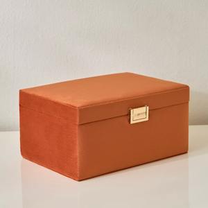 <b>Orange</b> Velvet Jewelry Box Multi-Purpose Stylish Organizer Perfect For Jewelry Storage <b>Gift</b> Display Or Home Decor Use - Product Image 2