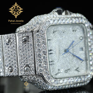 Montre de luxe pour homme, style hip-hop, sertie de moissanite VVS, cadran à chiffres romains, testeur de diamant, mécanique, vente en gros disponible - Product Image 4