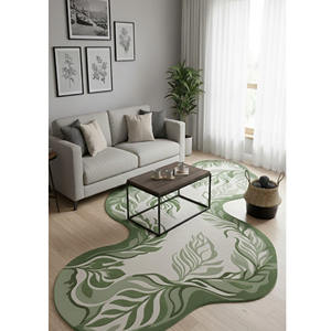 Tapis d'intérieur en laine beige moderne et personnalisé, forme de feuille irrégulière, tissé à la main, avec support en latex, pour la décoration du salon, cadeau de Nouvel An - Product Image 5